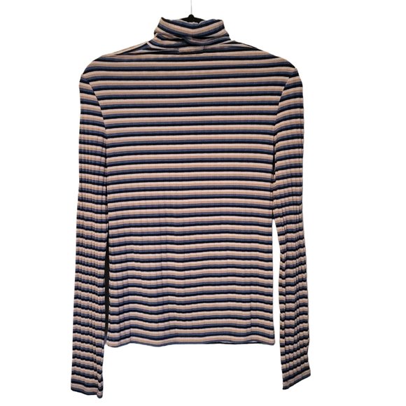 Madewell Ribbed Turtleneck Top in Stripe, Size Small - Picture 7 of 8